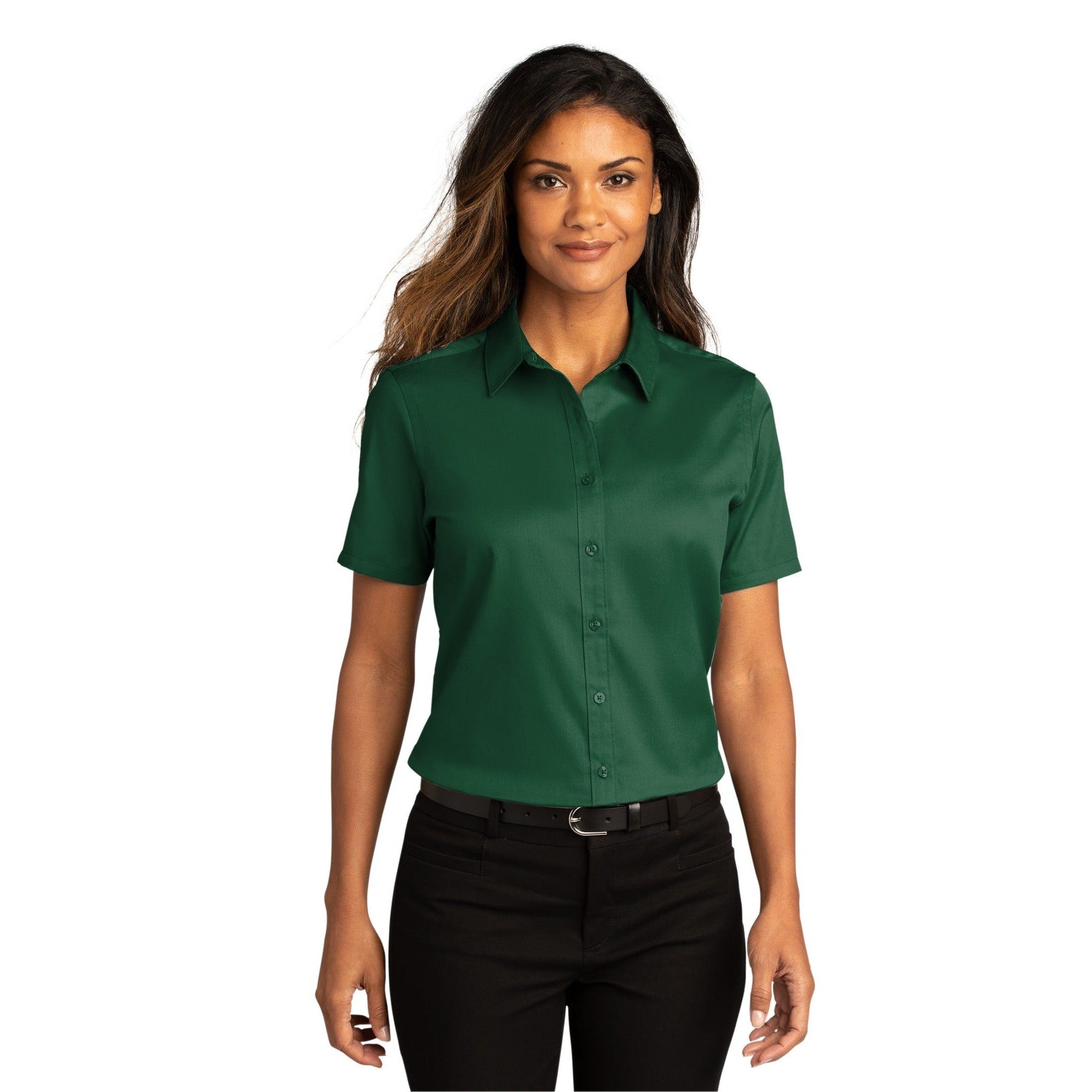 Port Authority-Port Authority® Women's Short Sleeve SuperPro React™Twill Shirt. LW809-MedTech-3